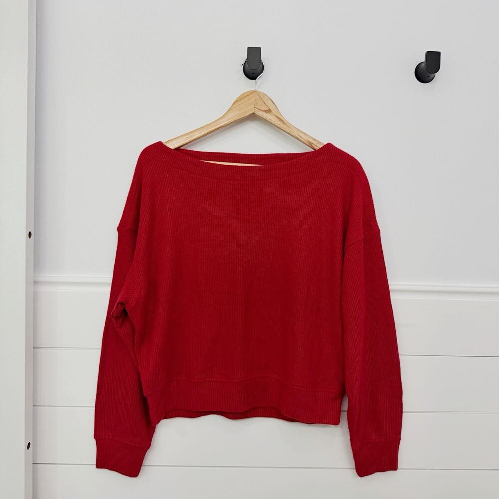 Women’s Madewell Boatneck Drop Shoulder Top Crimson Red Size XL